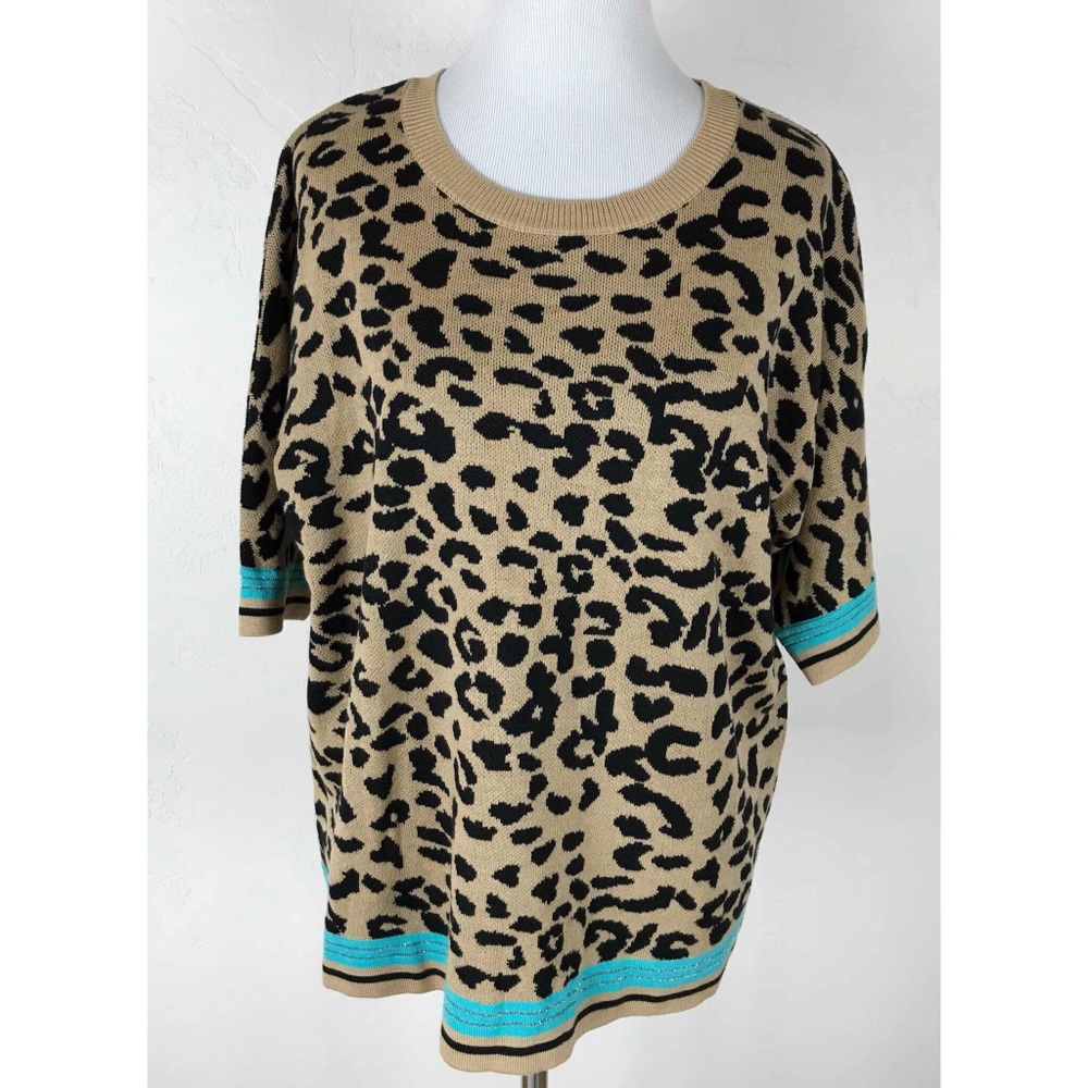 Endless Rose Animal Print Short Sleeve Sweater